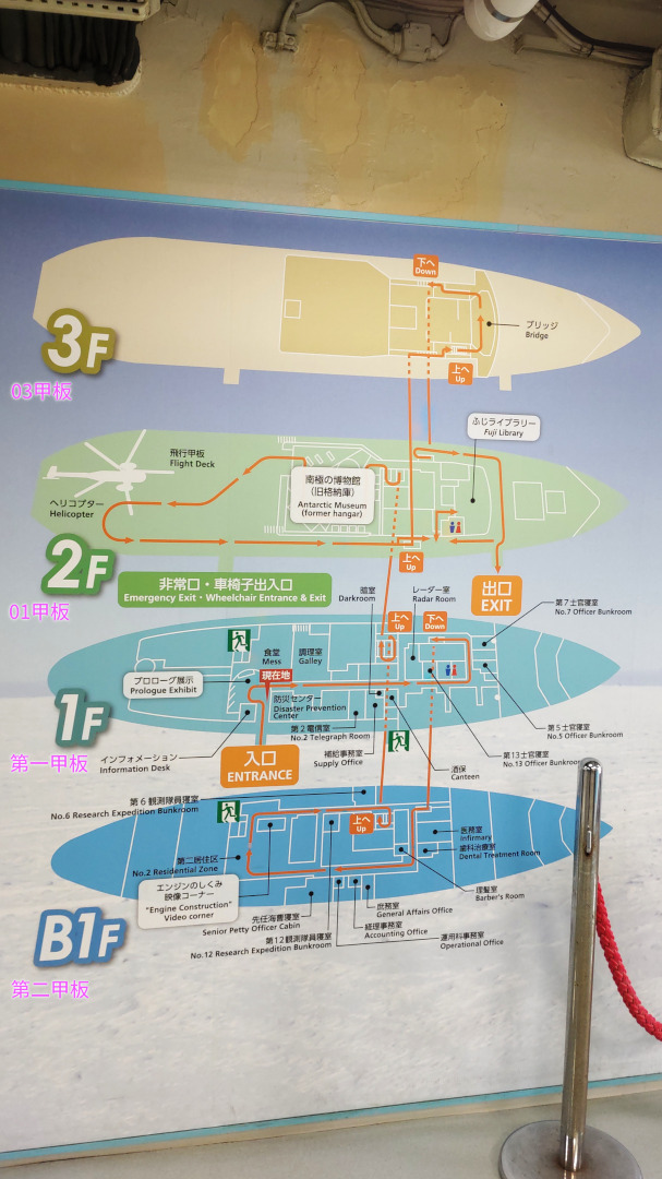 砕氷艦(南極観測船)ふじ 配置図 20251021-saihyoukan-fuji-heimen.jpg
