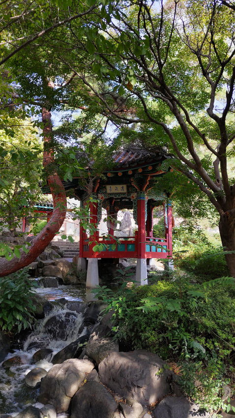 鶴見緑地 国際庭園の「韓国庭園の清渓亭と滝」 20251027-korea.jpg