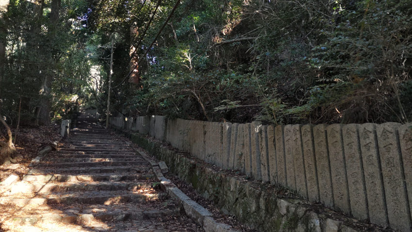 仁王門を抜けると、長い石段が始まる 20251030-tenjyouji-ishidan-01.jpg