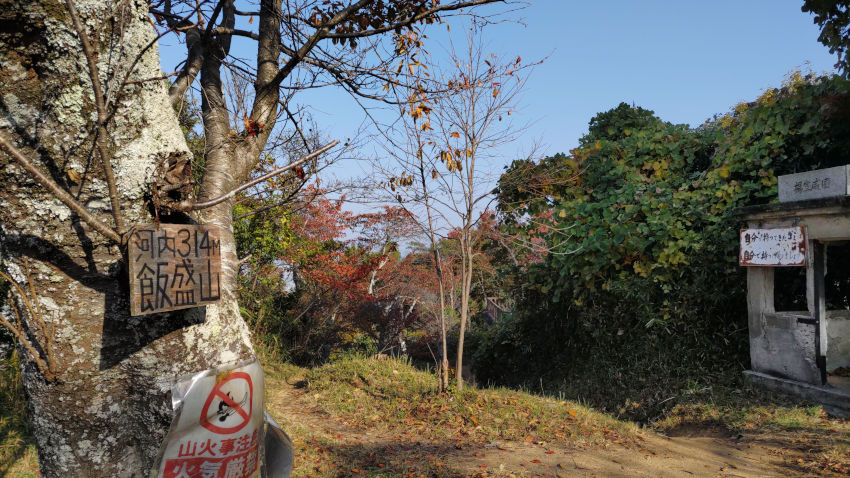 山頂標識は安っぽい板切れ 20251114-iimoriyama-santyouhyousiki.jpg
