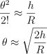 θ^2/2! = h/R, θ = sqrt(2h/R) 20251230-woref-eq15.png