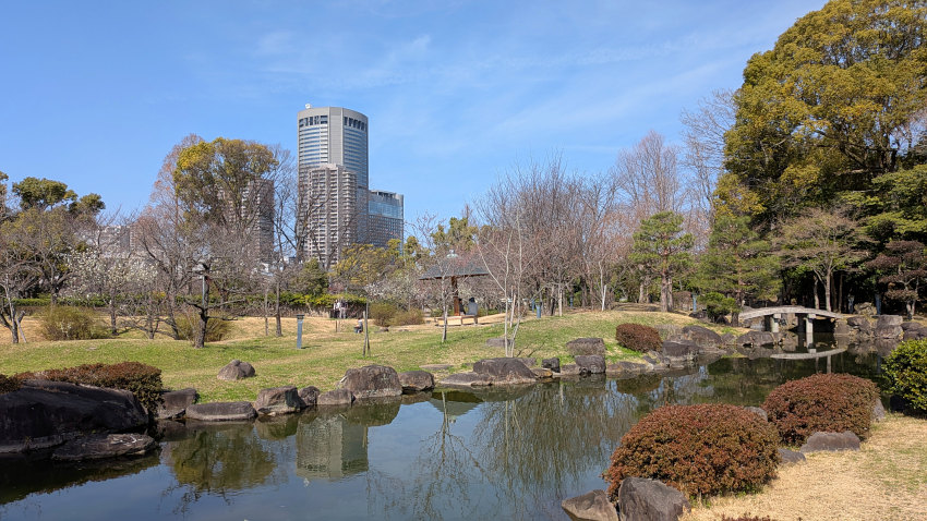 藤田邸跡公園 池泉。この北側に桃園、南側に梅林がある 20260301-fujitatei-tisen.jpg