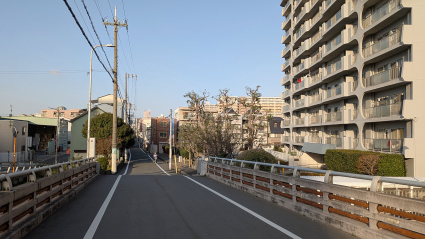 鯰江運河跡の道。城北川に架かる今福中橋から撮影 20260301-namazueunga.jpg